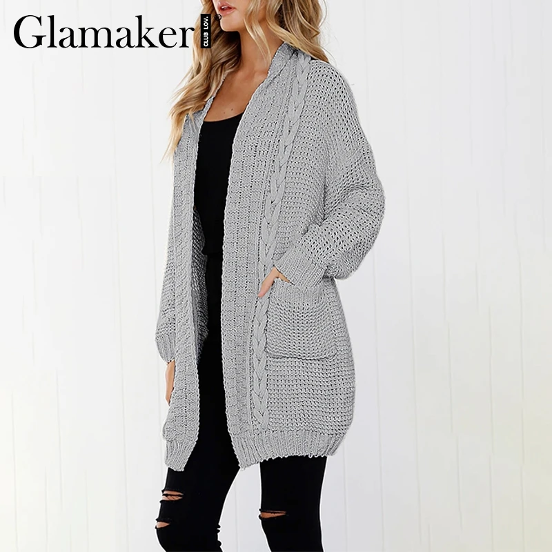 Женский Длинный трикотажный свитер Glamaker хлопковый свободный свитер| |