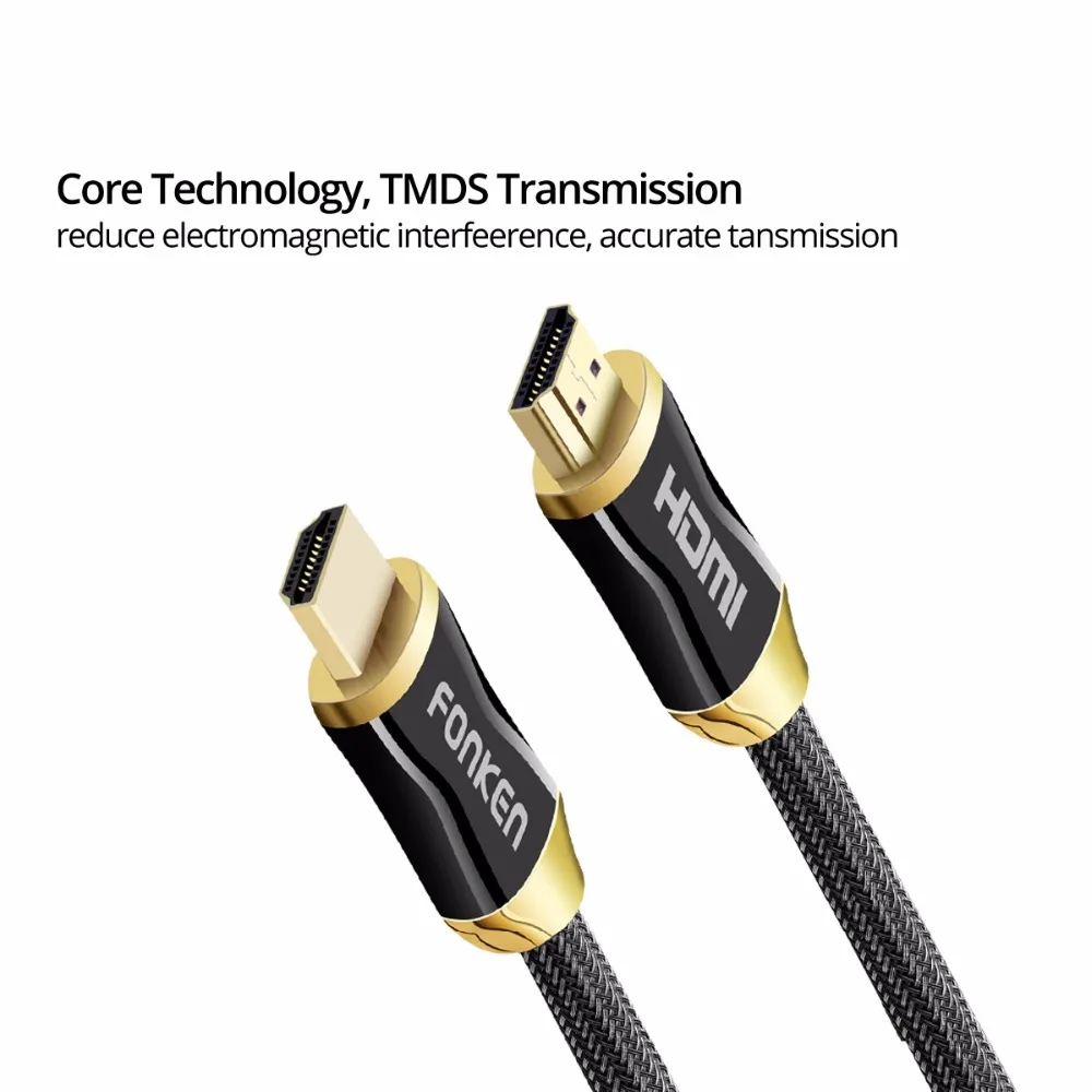 Кабель FONKEN HDMI 2 0 4K 60fps Ultra HD передача позолоченный кабель к нейлоновая оплетка для