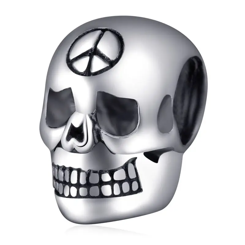 SS2491 Choruslove Antique 925 Sterling Silver Special Skull Beads fit Pandora Charm Original Bracelet Halloween Gifts - Цвет: SS2491
