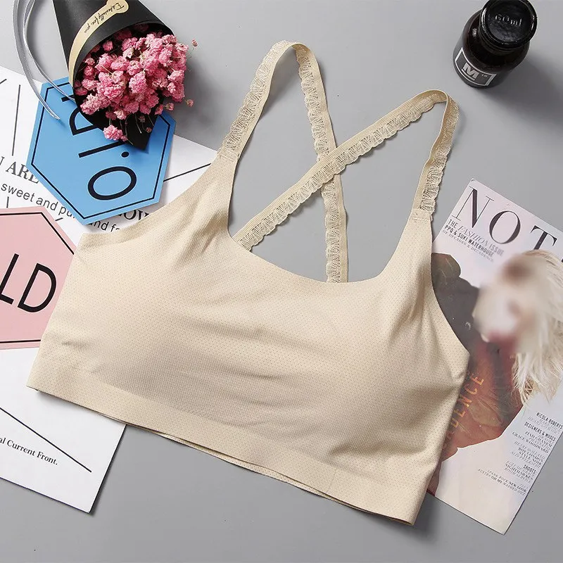 Women Lace Shoulder Strap Tank Tops Beauty Back Bra Cross Bralette Bustier Underwear | Женская одежда