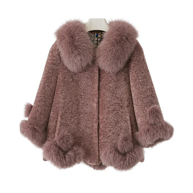 

High quality natural wool coats outerwear women real wool jackets with real fox fur collar cuff bottom 2019 new autumn winter
