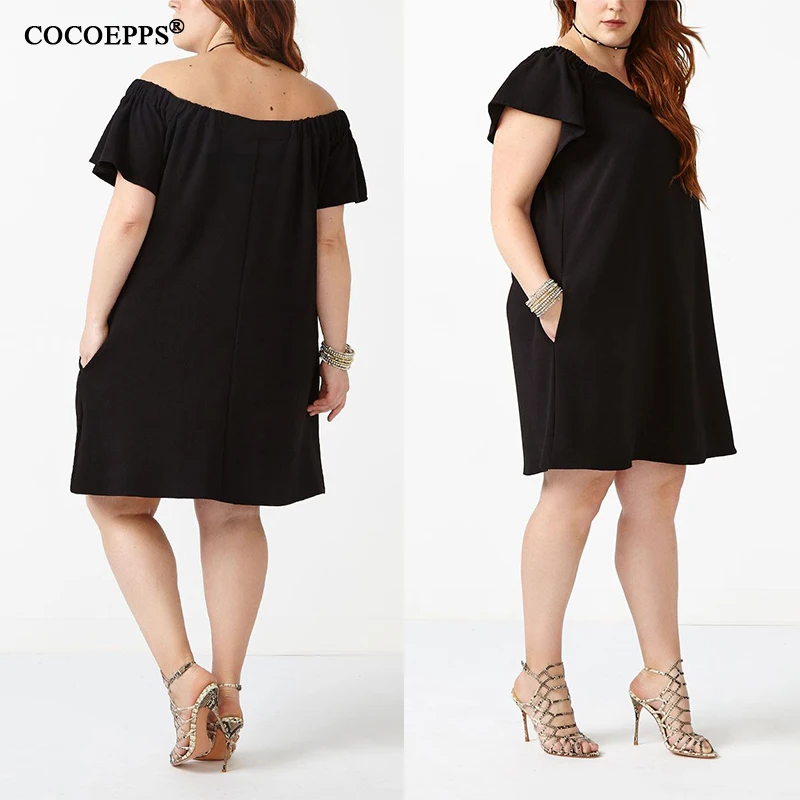 COCOEPPPS 6XL Dress 2019 Plus Size Summer Off shoulder Large Loose Black short Big Sexy Party Dresses New | Женская одежда
