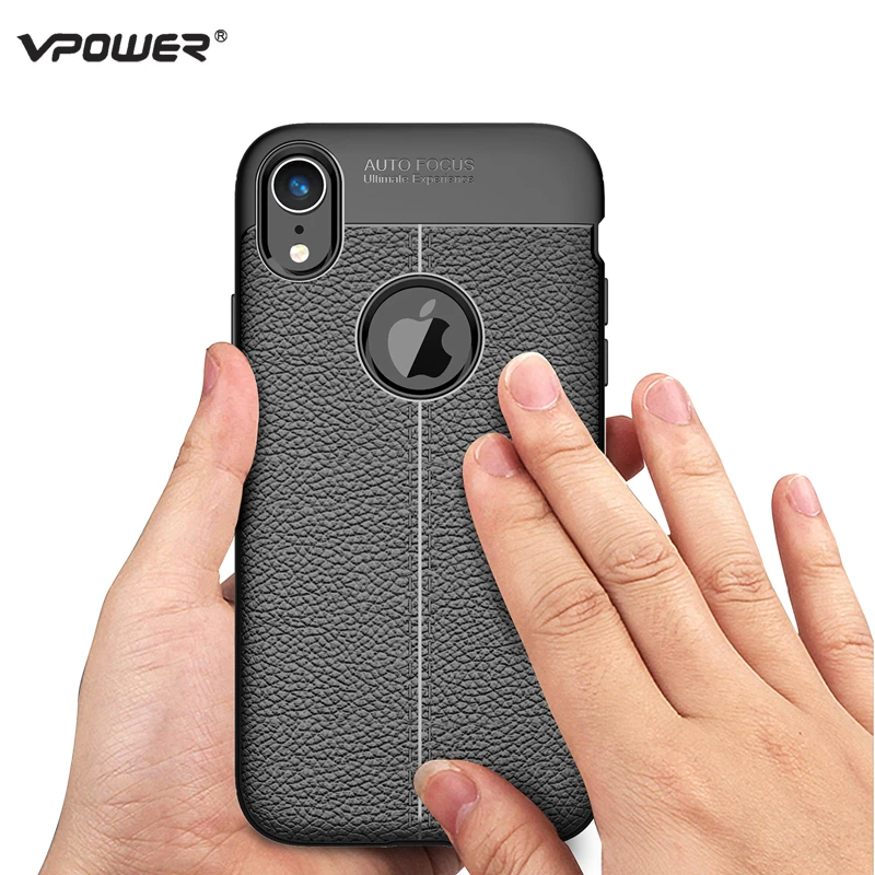 

For iPhone XS Case XR Cover Original Vpower Lichee Pattern Shock Proof Soft TPU Phone Cases For Apple iPhone XS Max Back Covers