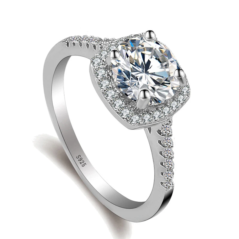 Женское кольцо с фианитом серебряное кристаллами 2 карата|claddagh ring|crystal ringrings for women