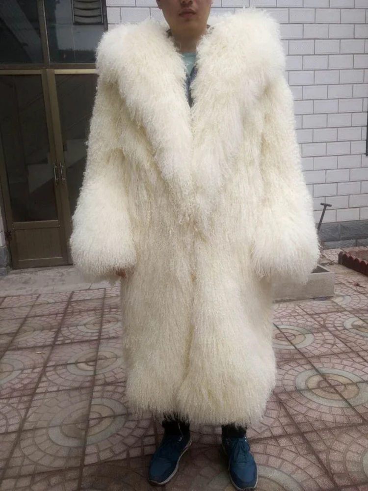 Мужское и женское длинное меховое пальто wo Пляжное шерстяное большого размера из