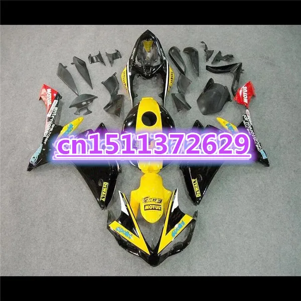 100% новые обтекатели для YZF R1 07 08 YZF-R1 07-08 желто-черный YZF1000 2007 2008 комплекты