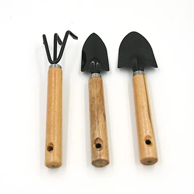 

3Pcs/lot Mini Garden Hand Tool Kit Plant Gardening Shovel Spade Rake Trowel Wood Handle Metal Head Gardener