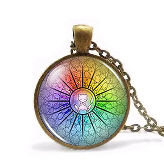 Стимпанк 2017 Новый Винтажный Радужный Mew Pokemon Косплей Аниме винтажное ожерелье