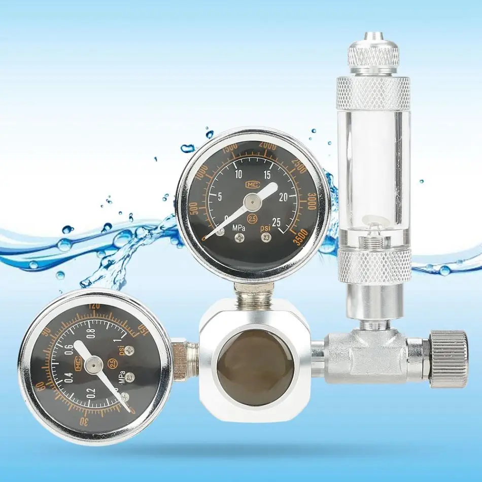 

Aquarium CO2 Regulator with Check Valve Fit For W21.8 G5/8 Connector Big Dual Gauge Display with Bubble Counter