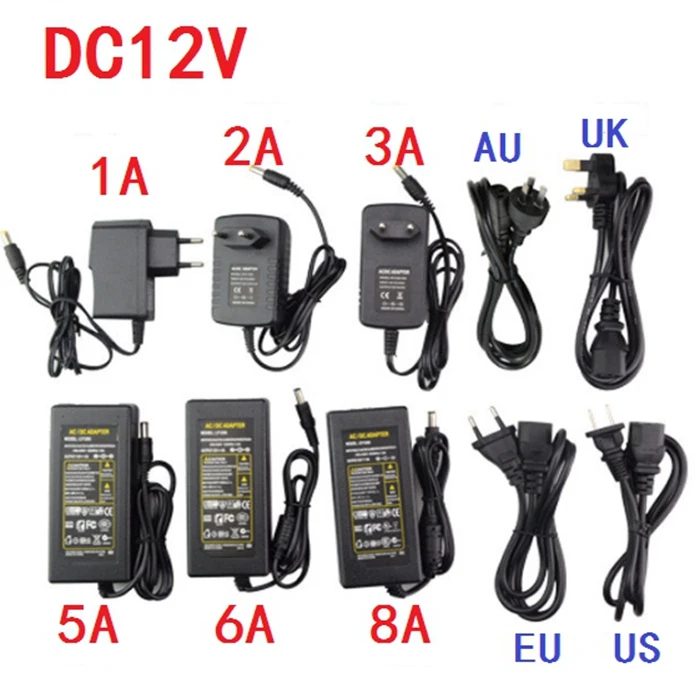 AC 100 240 В в DC 12 1A 2A 3A 5A 6A 8A 10A адаптер питания EU/US/UK/AU вилка трансформатор драйвер для