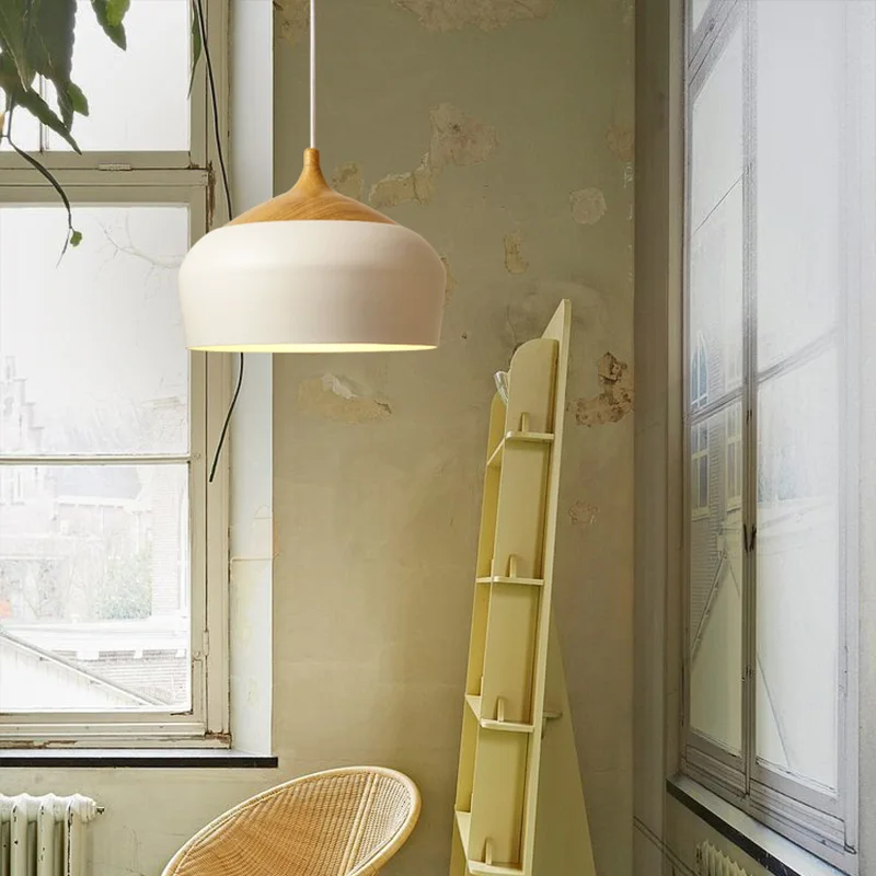 Современная Nordic древесины подвесной светильник современный простой свет с Edison