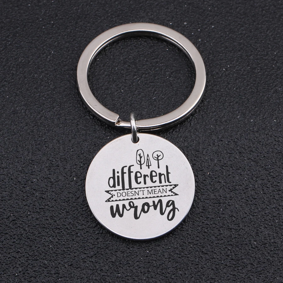 Creative High Quality Inspirational Key Chains Different Doesn't MeanWrong Lettering Keyring Anyone Keys Holder Bag Charm Tag |