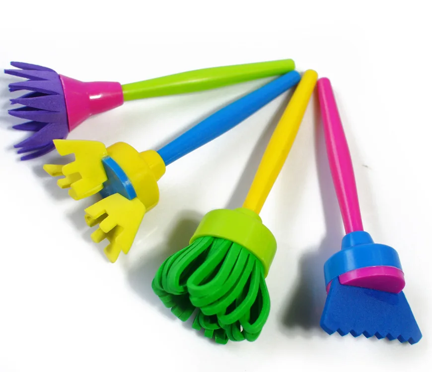

Baby Children Kids Cute Pattern Graffiti painting brush hand DIY auxiliary mop sponge brush 4 pcs EVA rotary brush Painting Tool