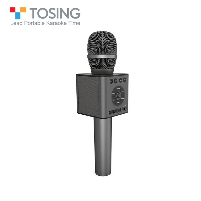 Black Беспроводной bluetooth-микрофон для караоке TOSING Q12 с FM и KTV, режим Chorus, сопряжение с USB шумоподавлением, аккомпанемент - Цвет: Black