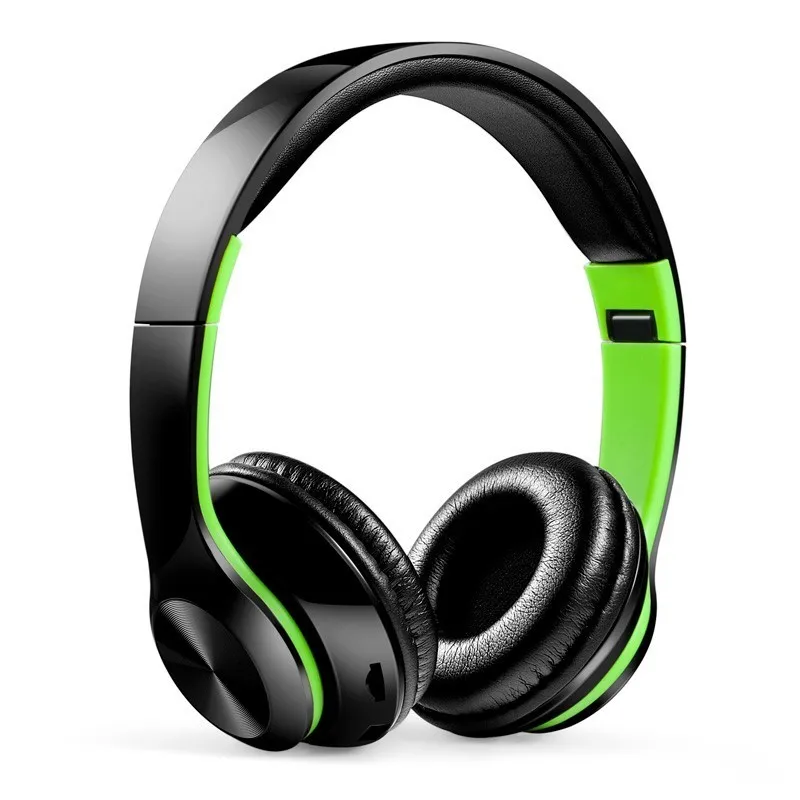 Headphones-Green Беспроводные наушники Bluetooth V5.0 складывающиеся наушники с встроенным микрофоном Поддержка TF, FM, Aux гарнитуры для ПК/сотовых телефонов/ТВ - Цвет: Headphones-Green