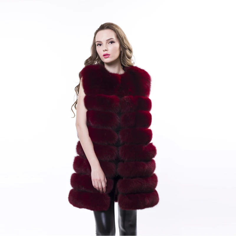 Fur Fox Fur Vest Long Female Luxury Whole Leather Horizontal Row Of Suede Vest Was Thin Autumn And Winter New Girls Coat Jacket3