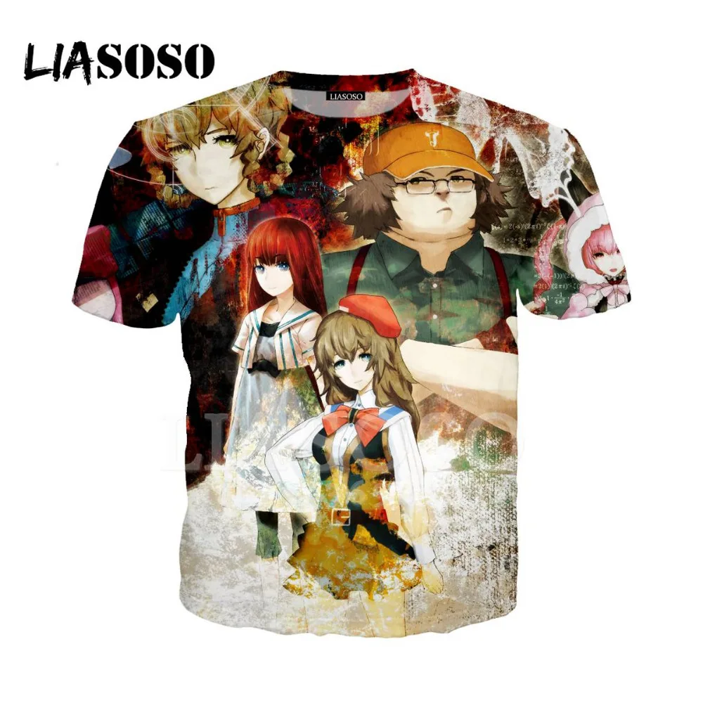 Женская и мужская футболка с 3D принтом LIASOSO Steins Gate Okabe Rintarou Makise Kurisu летняя в стиле