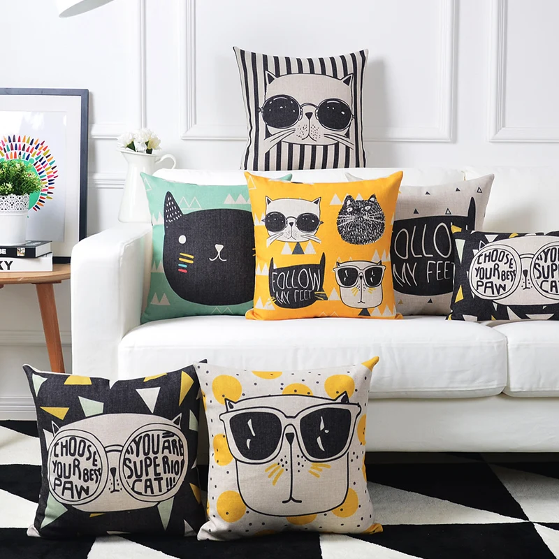 Drop Ship Cool Cat Pillow Cover Geometric Chevron Cushion Throw Home Decor Pillowcase Decorative Pillowsham | Дом и сад