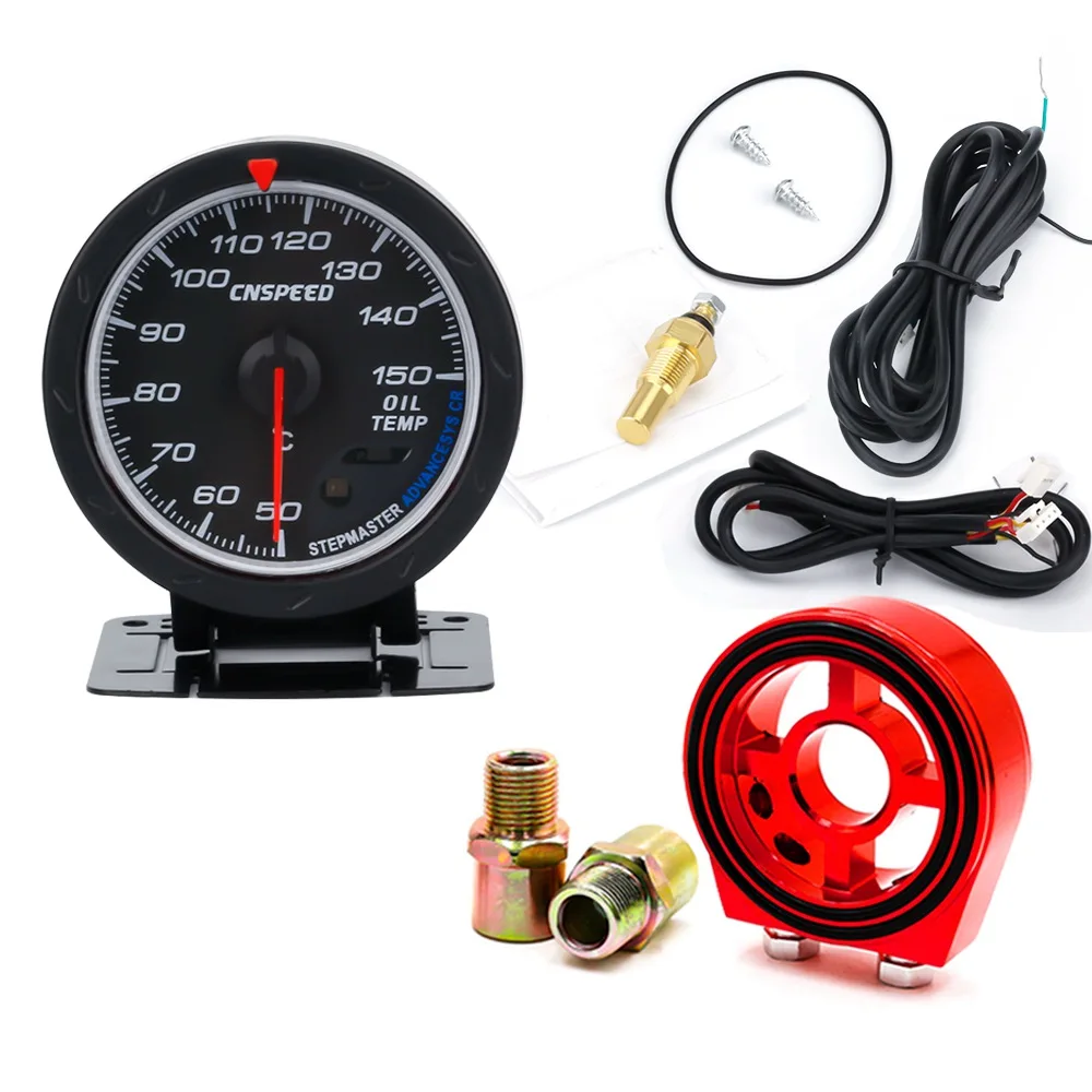 red Adapter 60 мм Автомобильный датчик температуры масла красный и белый Освещение 20-120C датчик температуры масла с масляным фильтром Сэндвич адаптер - Цвет: red Adapter