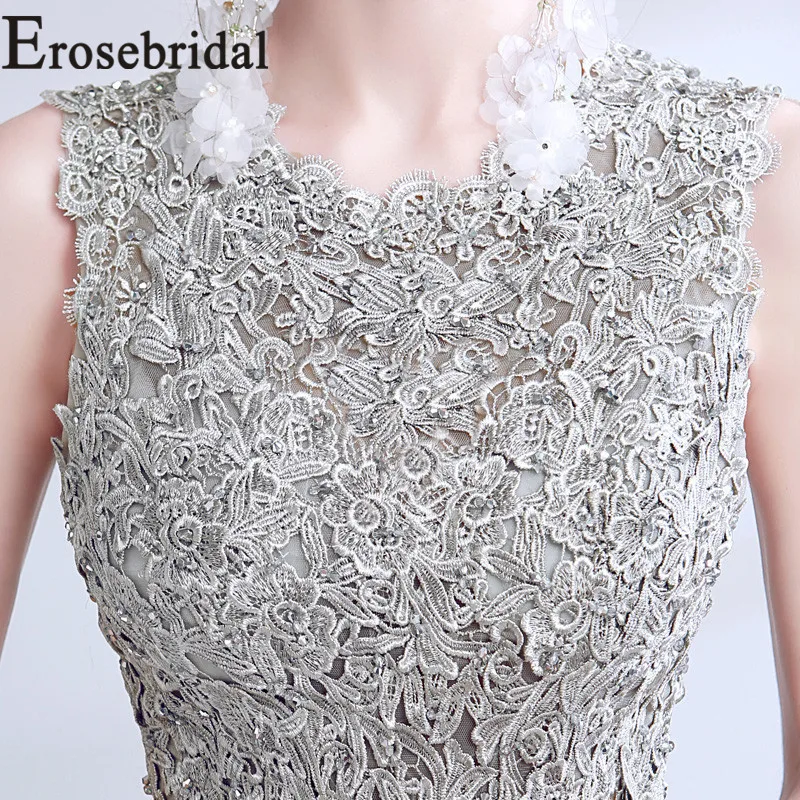 Erosebridal Новое поступление 2019 серебристо серое вечернее платье длинное Тюль