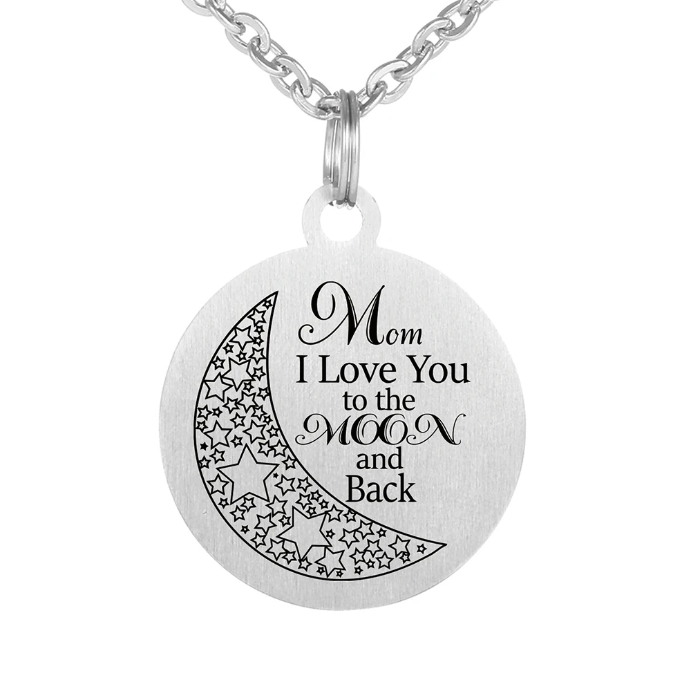 Ожерелье с подвеской из нержавеющей стали надписью Mom I Love You To The Moon And Back |