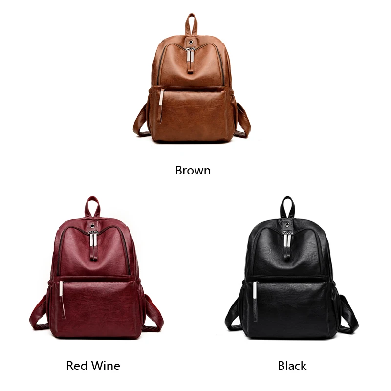 

Solid High Quality PU Leather Backpack Women Designer School Bags For Teenagers Girls Luxury Women Backpacks Mochila Feminina