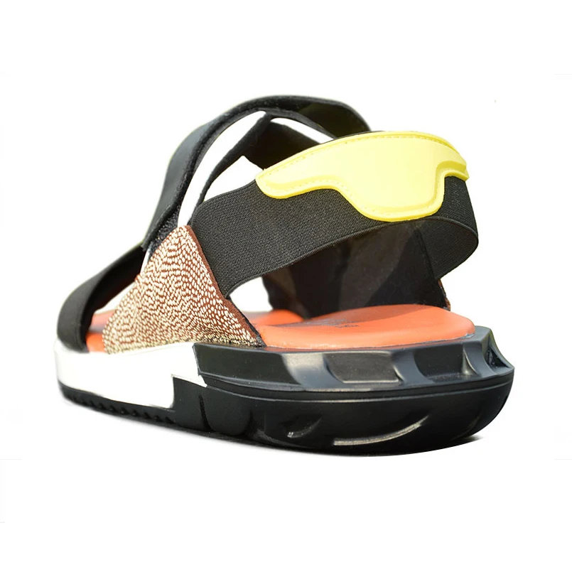 Сандалии на танкетке мужские натуральная кожа стрейчевая ткань пляжные