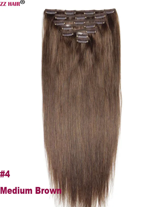 ZZHAIR 70 г 1"-18" машинные волосы remy 7 шт. в наборе человеческие волосы для наращивания на всю голову набор Натуральные Прямые Волосы