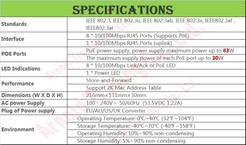 Replace Tenda TEF1109P-8-63W 9-Port 100Mbps Fast Ethernet Network PoE Switch 802.3af/at 100M 83W Power 4KV LightningProtect | Компьютеры и