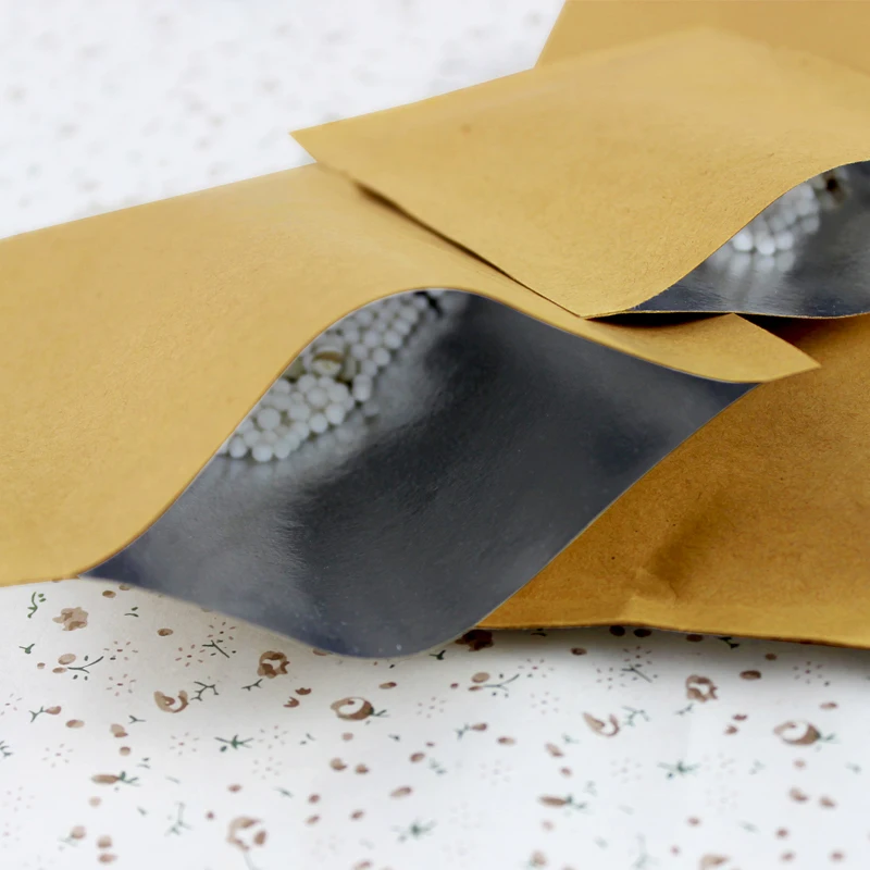 Пластиковая алюминиевая фольга плоский пакет коричневая крафт бумага