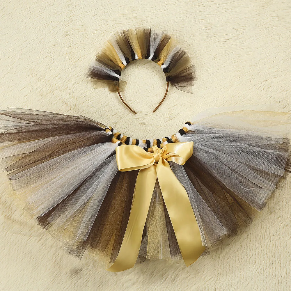 Симпатичная маскарадная юбка пачка с рисунком льва для девочек повязкой на