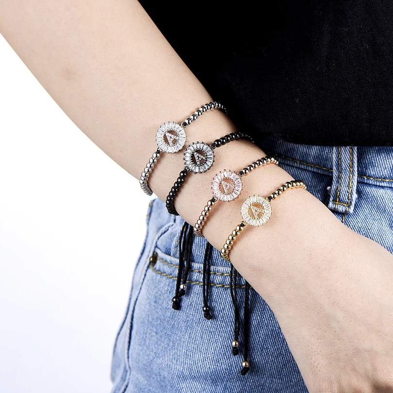 Браслеты Pipitree из меди и белого фианита мужские женские браслеты с буквенным