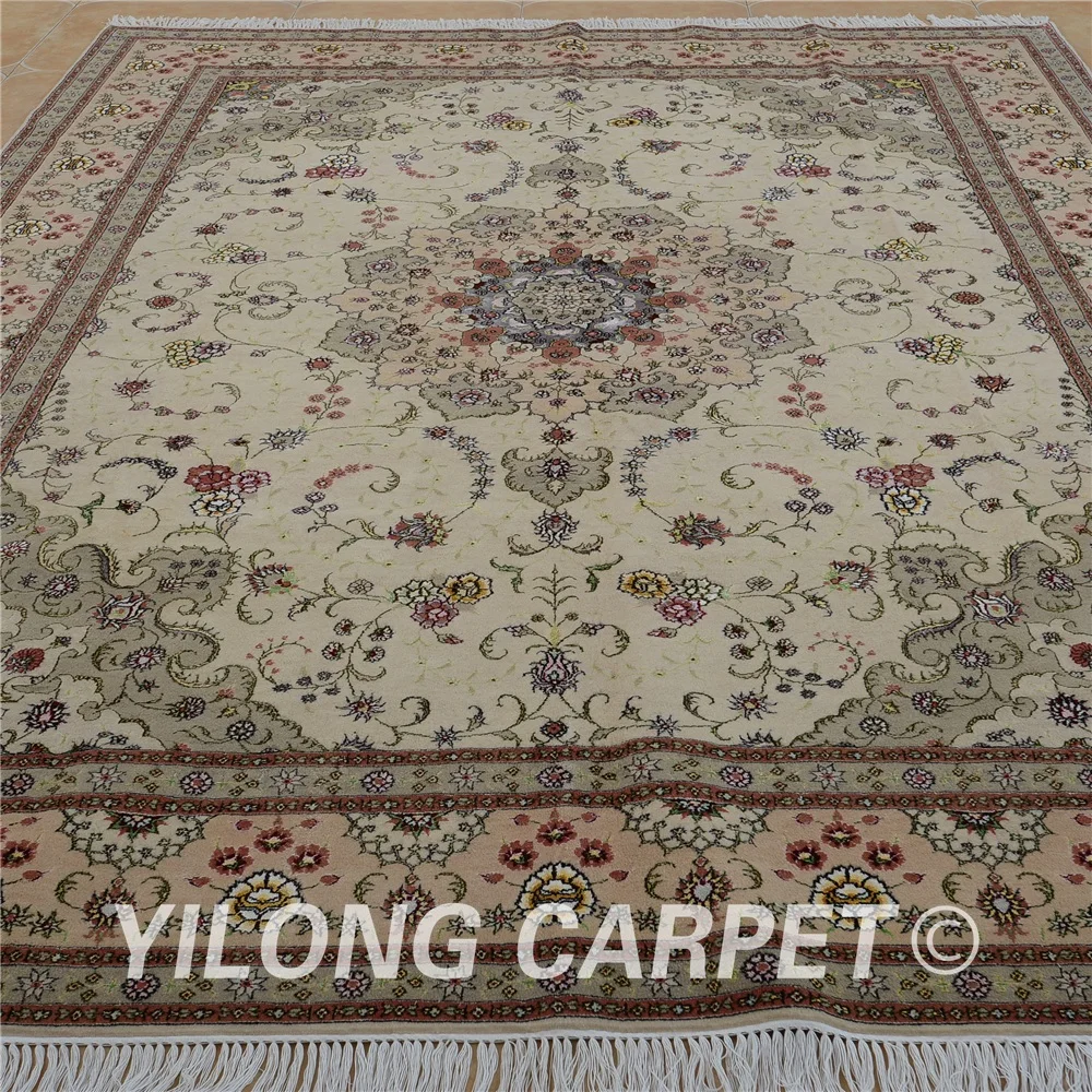 Yilong 8 'x 10' античный восточный шерстяной ковер бежевого цвета искусственный