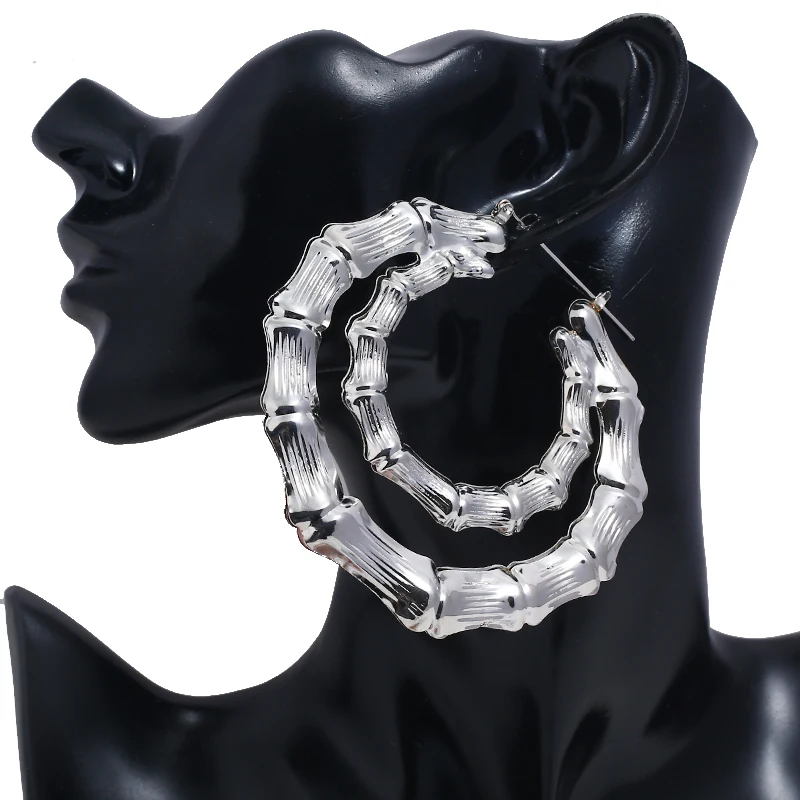 

WNGMNGL High Quality Alloy Simple Metal Jewelry Big Gold/Silver Color Round Hoop Earrings For Women Brinco Feminino Gift