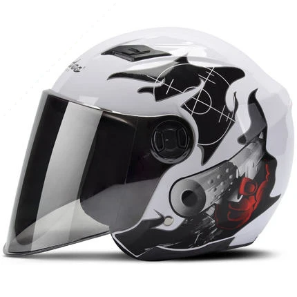 Мотоциклетный шлем Casco Moto 3/4 с открытым лицом шлем Capacete скутер мотоциклетный модульный флип-шлем с объективом светодиодный светильник шлем - Цвет: White gun