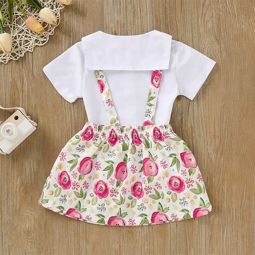 Летний комплект для маленьких девочек из 2 предметов Белый однобортный Топ