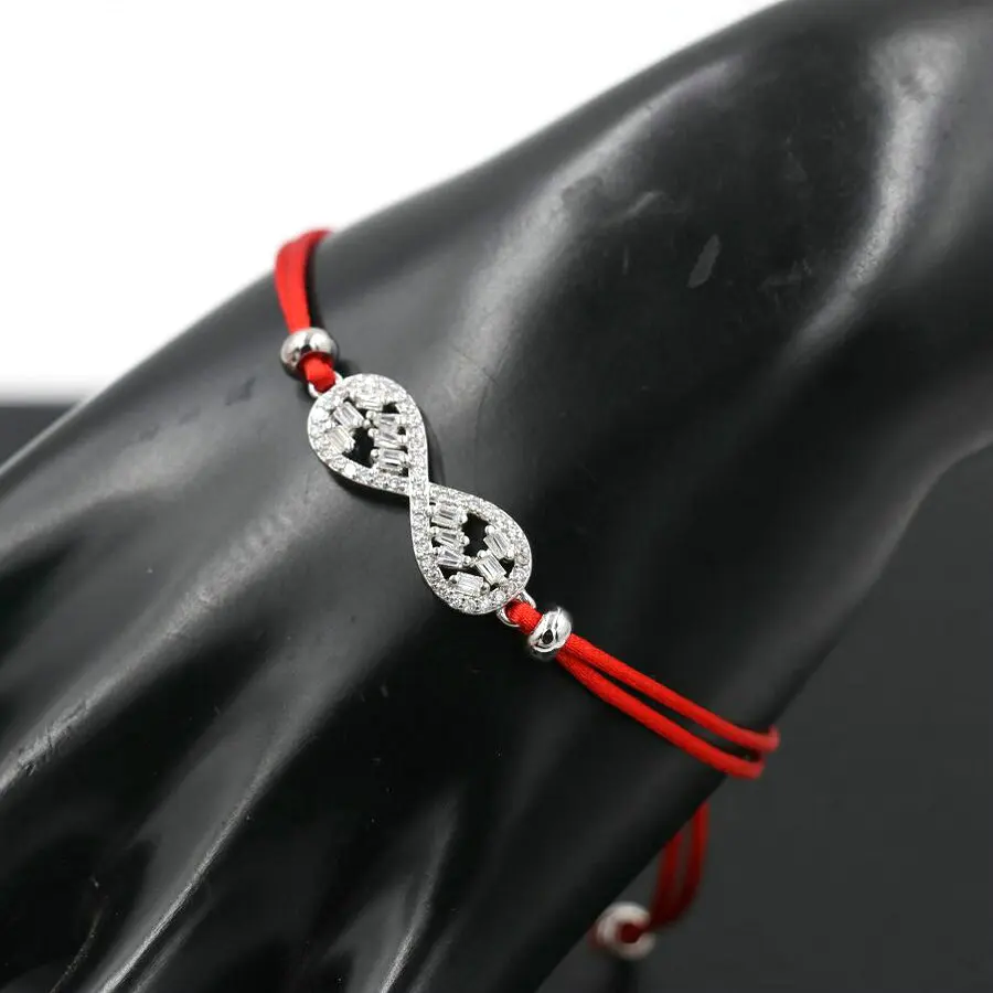 Lucky Brilliant Shiny Crystal Zircon 8 Infinity Bracelets Thin Red Rope Thread String Bracelet Women Girl Couples Lovers Gift | Украшения и