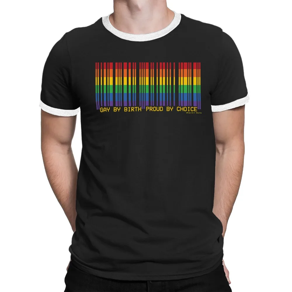 

Mens T Shirts Fashion 2019 Rude Top Tee Round Neck Gay By Birth Proud By Choice - Mens Barcode Lgbt T-Shirt