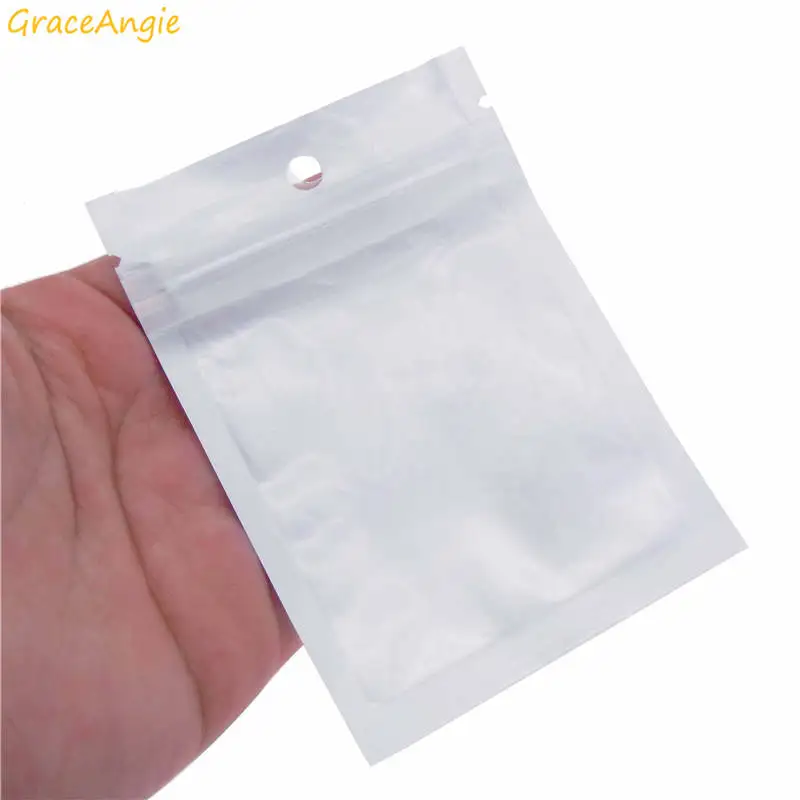 

GraceAngie 50Pcs Wholesale Pearlescent film ziplock bag Translucent plastic Packaging Grip Seal Reclosable Jewelry Packing Bag