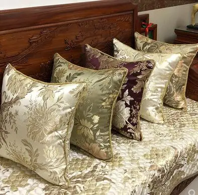 

European style vintage luxury cushion cover bedside rectangular pillowcase jacquard pillow cover for back cushion