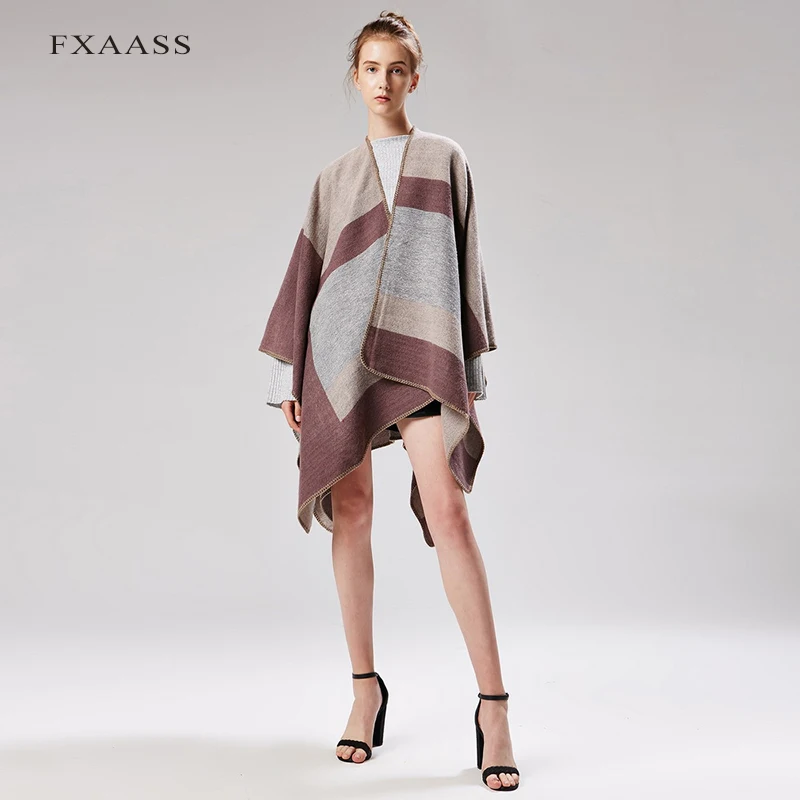 

Новинка осень/зима шаль FXAASS Модное пончо женский шарф для женщин Роскошное Одеяло кашемировые шарфы теплая Пашмина оптовая продажа накидка