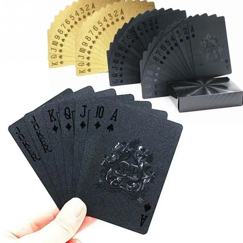 1 Набор 24K золотые игральные карты для покера высококачественные прочные черные