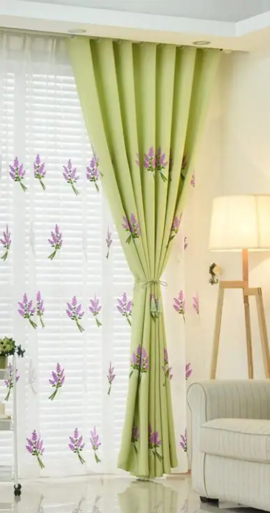 curtain1 Лавандовые вышитые тюли и занавески для гостиной, спальни, занавески для детской комнаты, занавески на окна принцессы - Цвет: curtain1