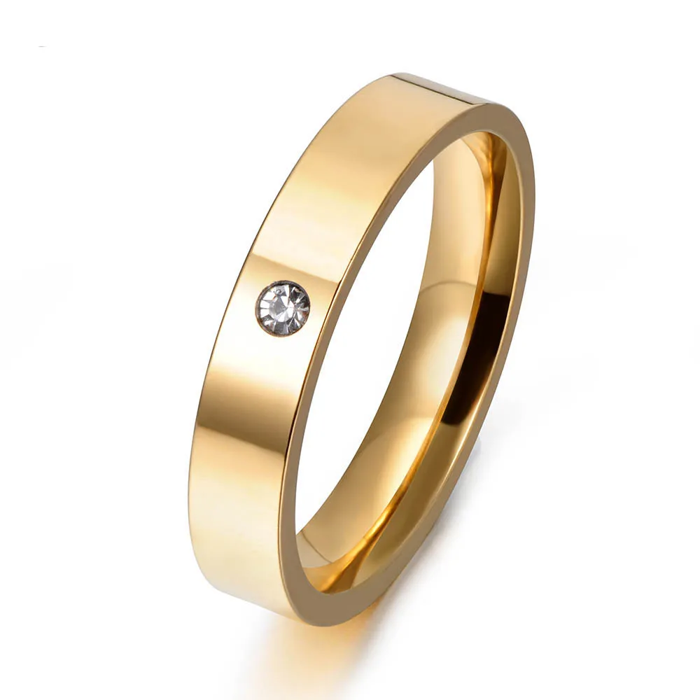 Gold Бренд jeeango, роскошные одиночные CZ Стразы, кольцо на палец, золото, цвет 316L, нержавеющая сталь, Женское Обручальное кольцо, ювелирные изделия JR17153 - Цвет основного камня: Gold