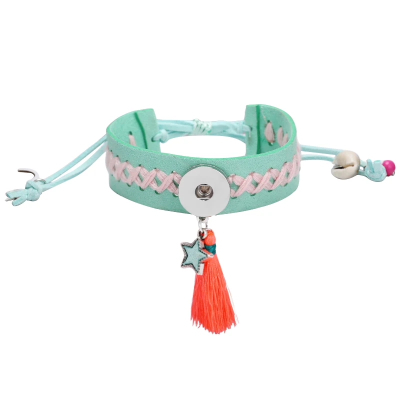 Регулируемый плетеный кожаный браслет для женщин Boho кисточка ручной работы