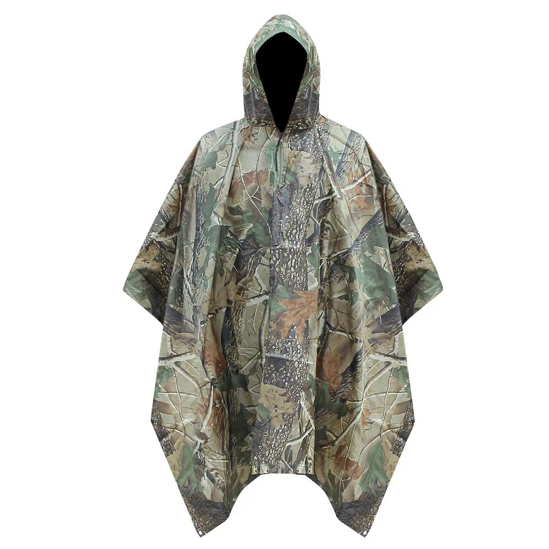 Leaf Camouflage 3в1 Многофункциональный Камуфляжный дождевик портативный солнцезащитный тент ткань для пикника пляжный коврик для наружного снаряжения походный Кемпинг Пончо Куртка - Цвет: Leaf Camouflage