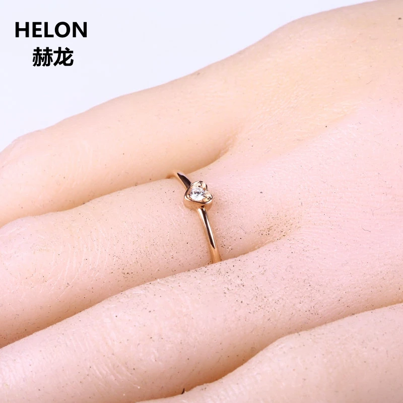 

Solid 14k Rose Gold VS/H Natural Diamonds Engagement Ring Wedding Band Trendy Heart Women Fine Jewelry