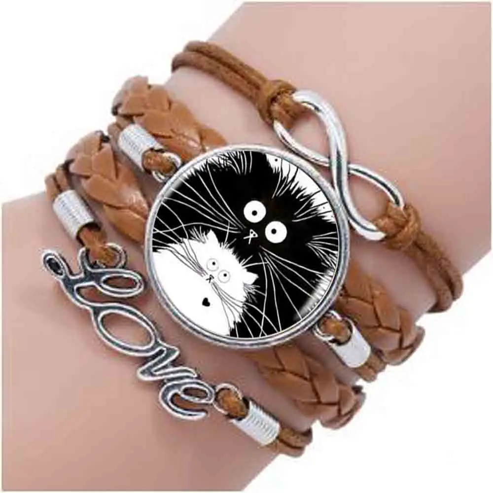 Женский браслет со стеклянной подвеской черный и белый 2017 | Украшения аксессуары