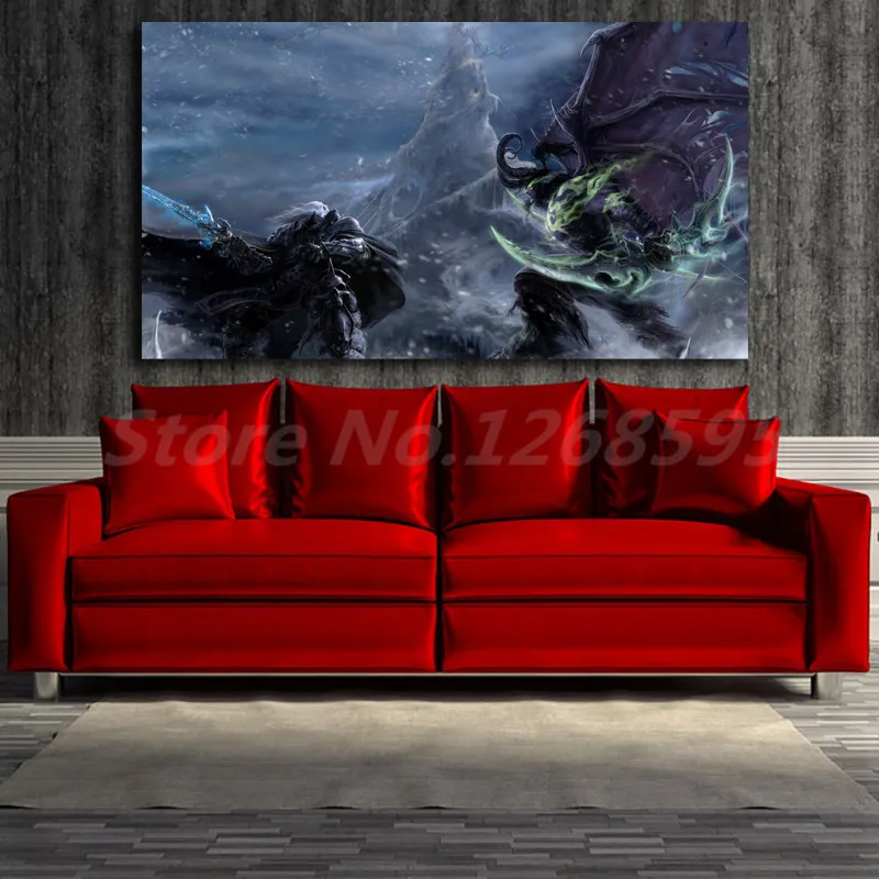 World Of Warcrafts Arthas Vs Illidan настенные художественные плакаты с принтами картины для