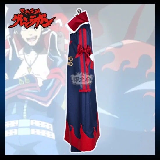 Аниме! Костюм для косплея Tengen Toppa Gurren Lagann Simon bellyband + ремень на шею брюки пальто * 2